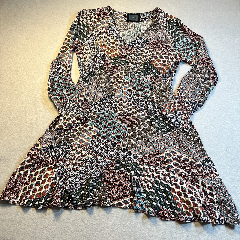 Maeve Anthropologie Monaco Empire Fan Print Peacock Boho Dress XL